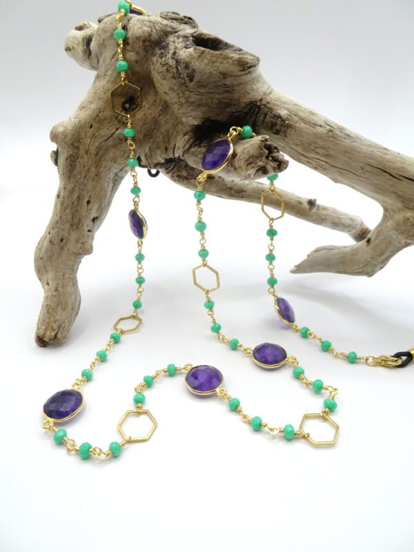 Amethyst and Chrysoprase Glasses Chain