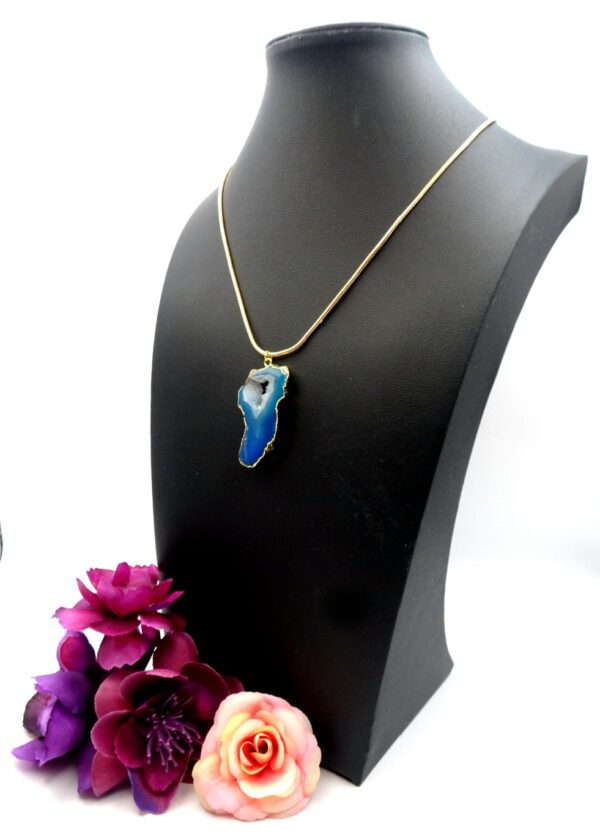 Blue Druzy Pendant Necklace