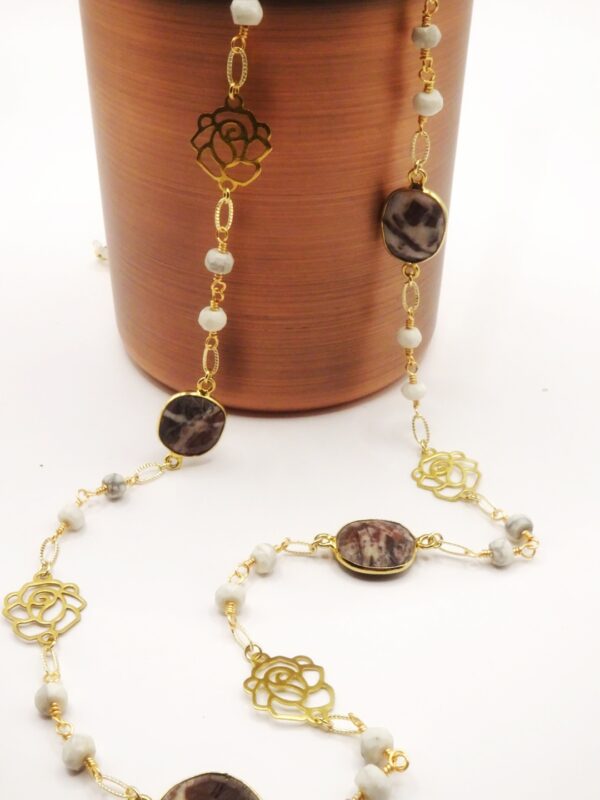 Chocolate Agate and Howlite Glasses Chain