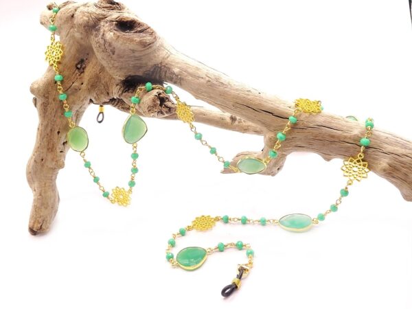 Chrysoprase Chalcedony and Mystic Chrysoprase Glasses Chain