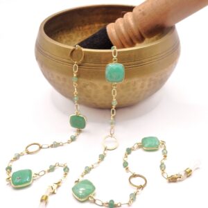 Chrysoprase and Jade Glasses Chain