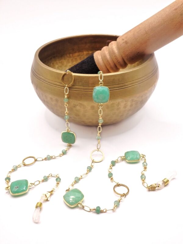 Chrysoprase and Jade Glasses Chain