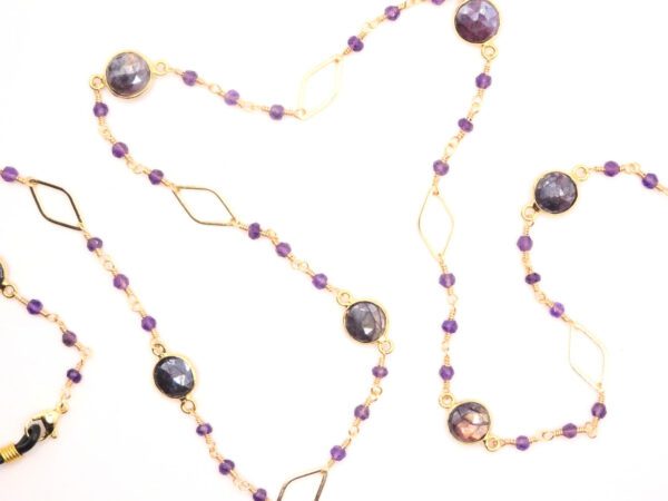 Labradorite and Amethyst Glasses Chain