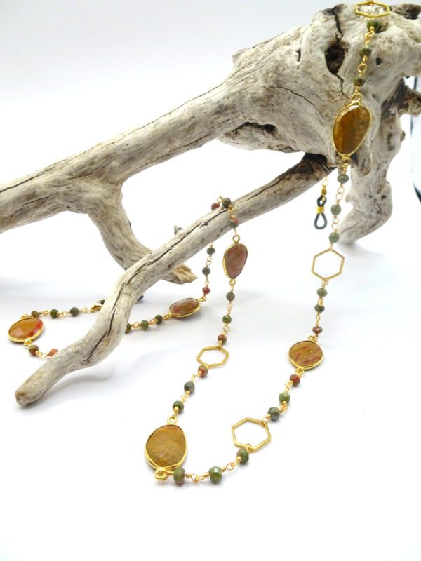 Tigers Eye and Unakite Glasses Chain